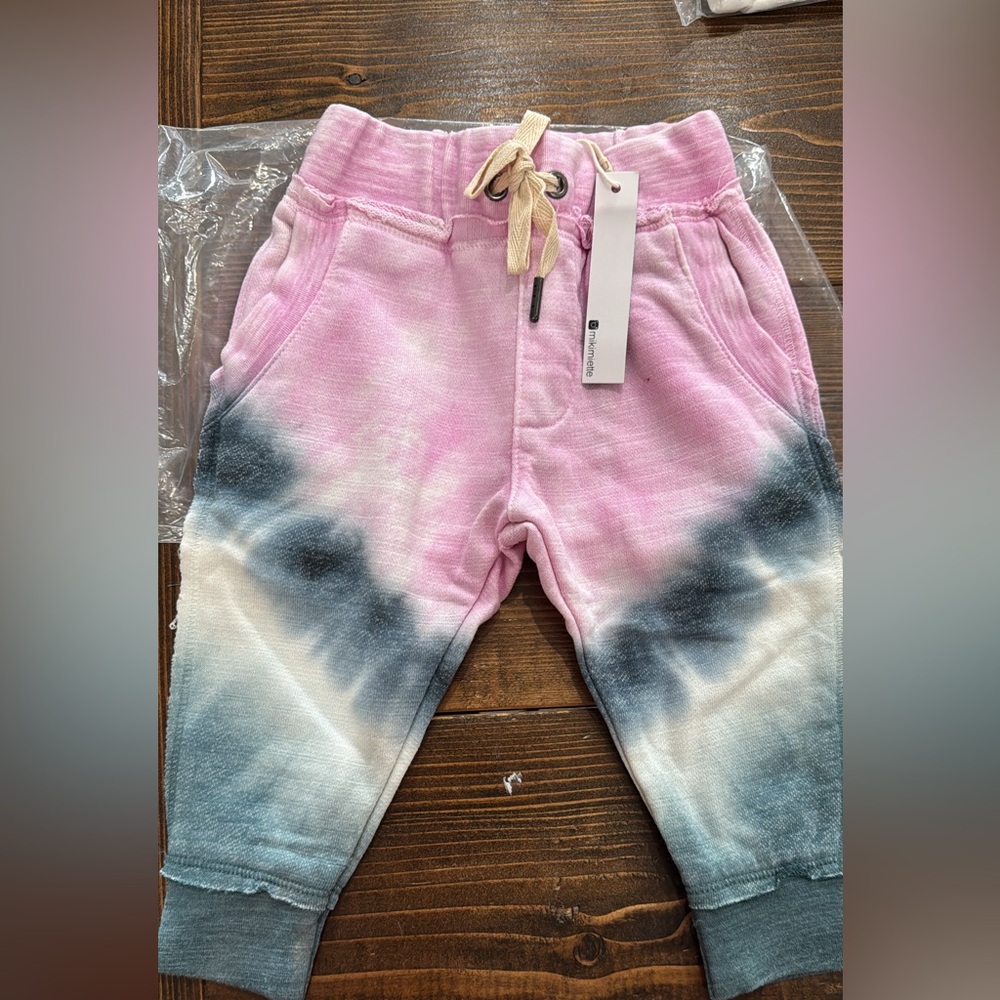 Kids Tie-Dye Joggers - Pink and Gray